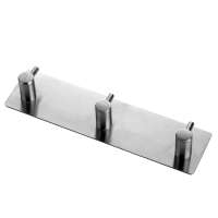 Wall Mounted SUS304 Stainless Steel Brushed Towel and Key Hook Rail with 4 Hooks